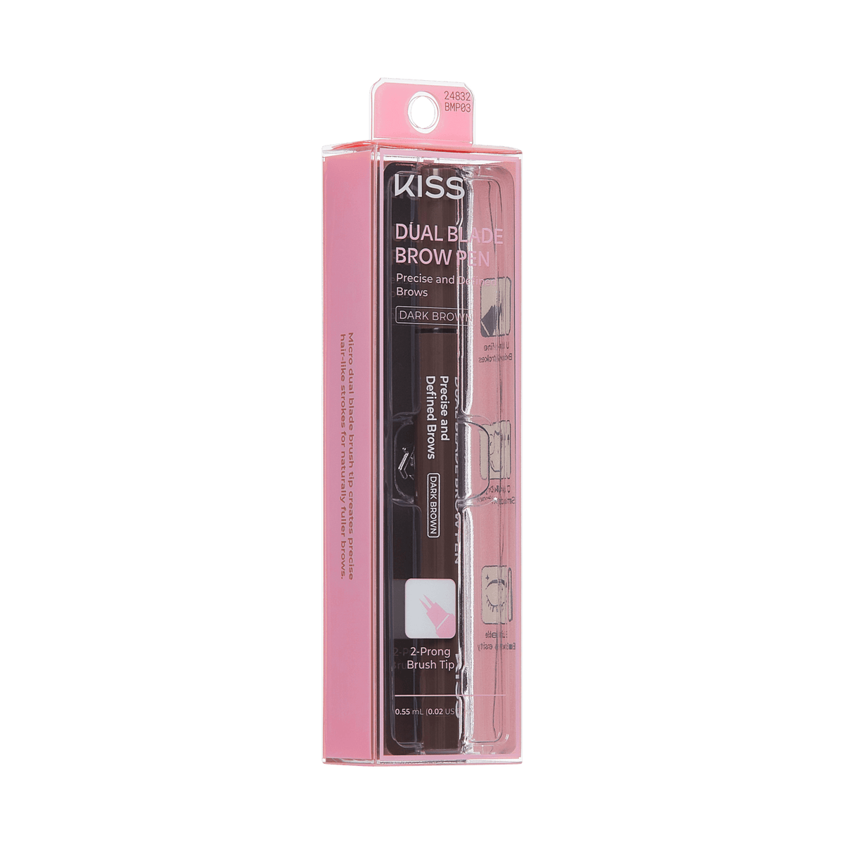 Kiss Dual Blade Brow Pen - Dark Brown | Smudge Free