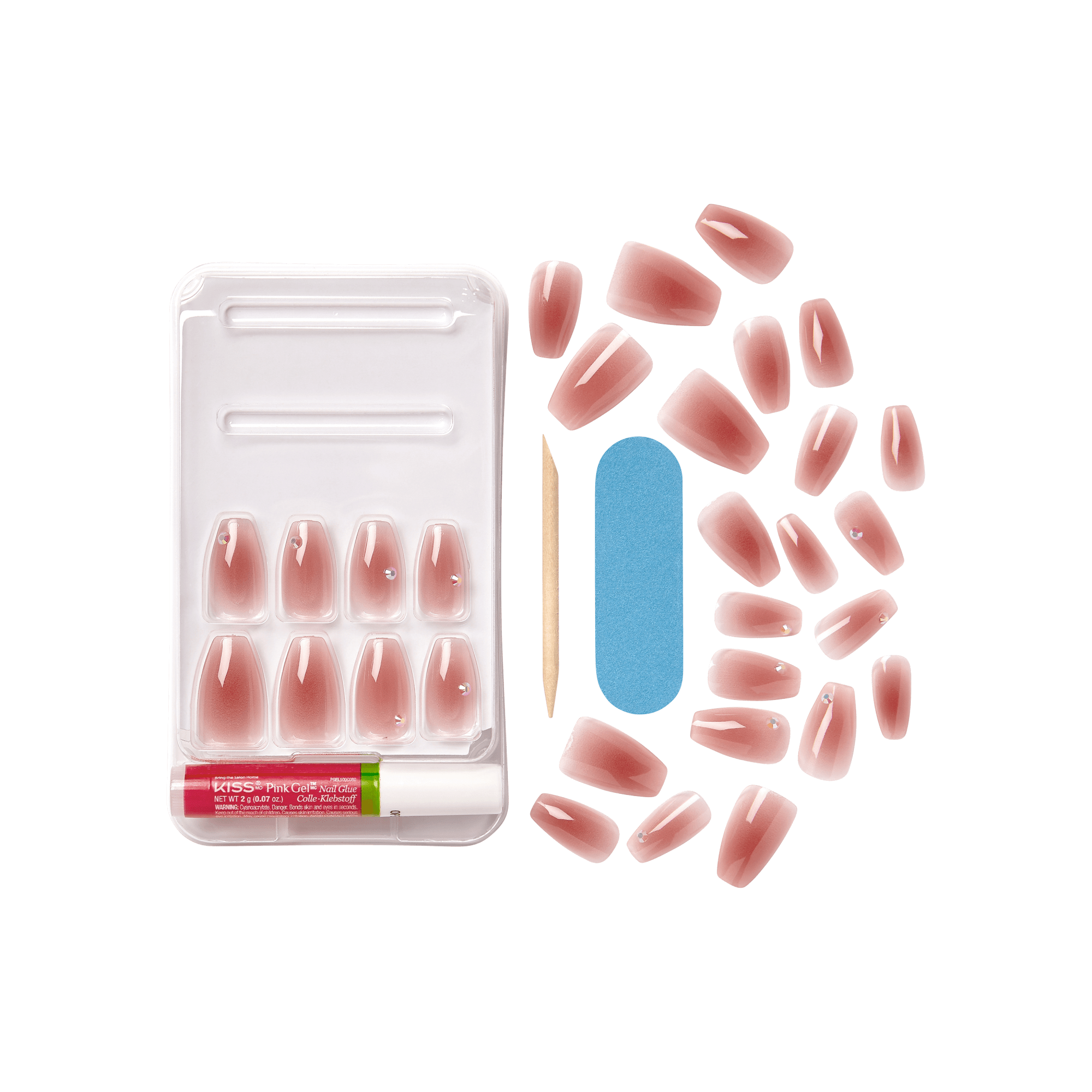 KISS Bare but Better Premium Press On Glue Nails - Shine