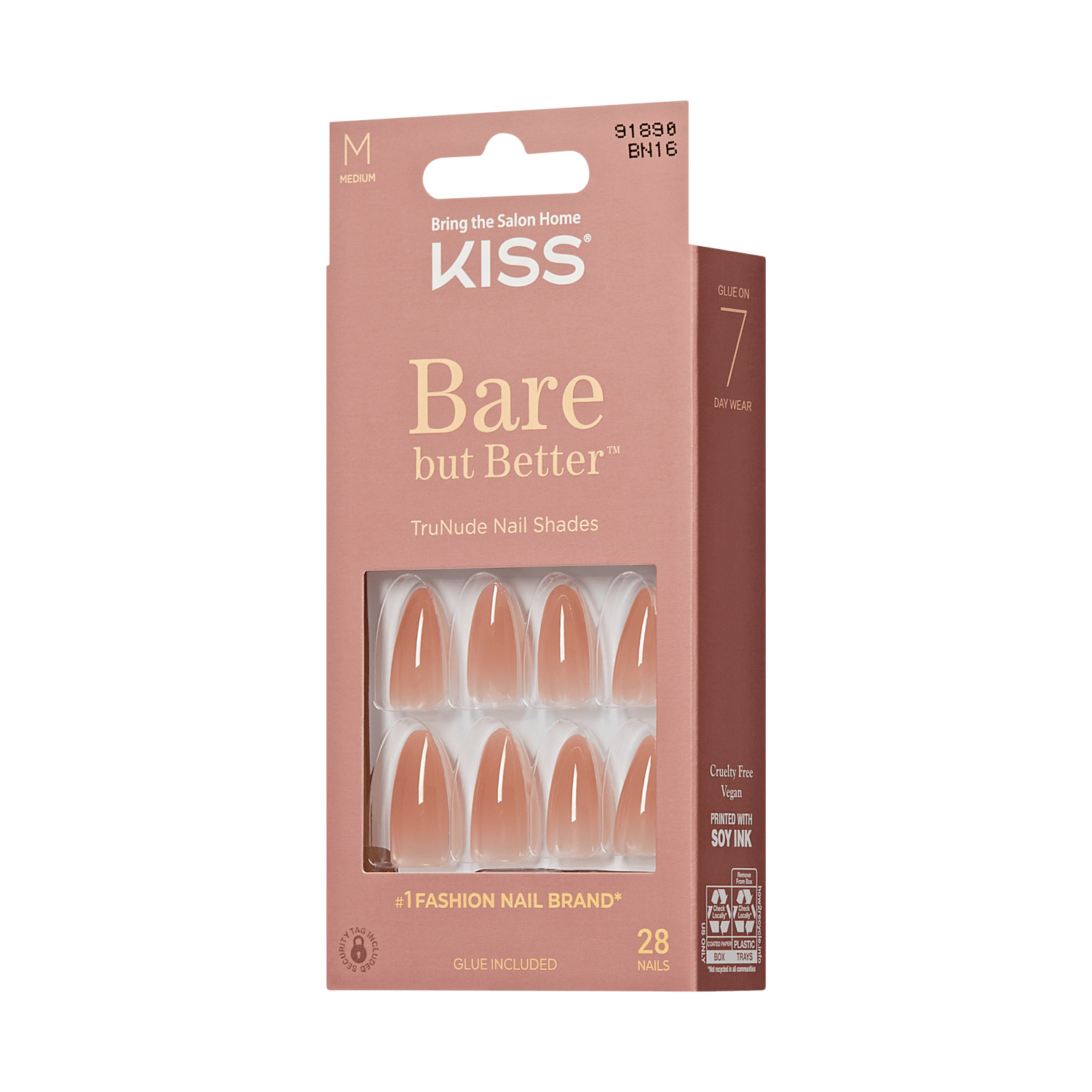 KISS Bare but Better Press On Glue Nails - Fairest Nude