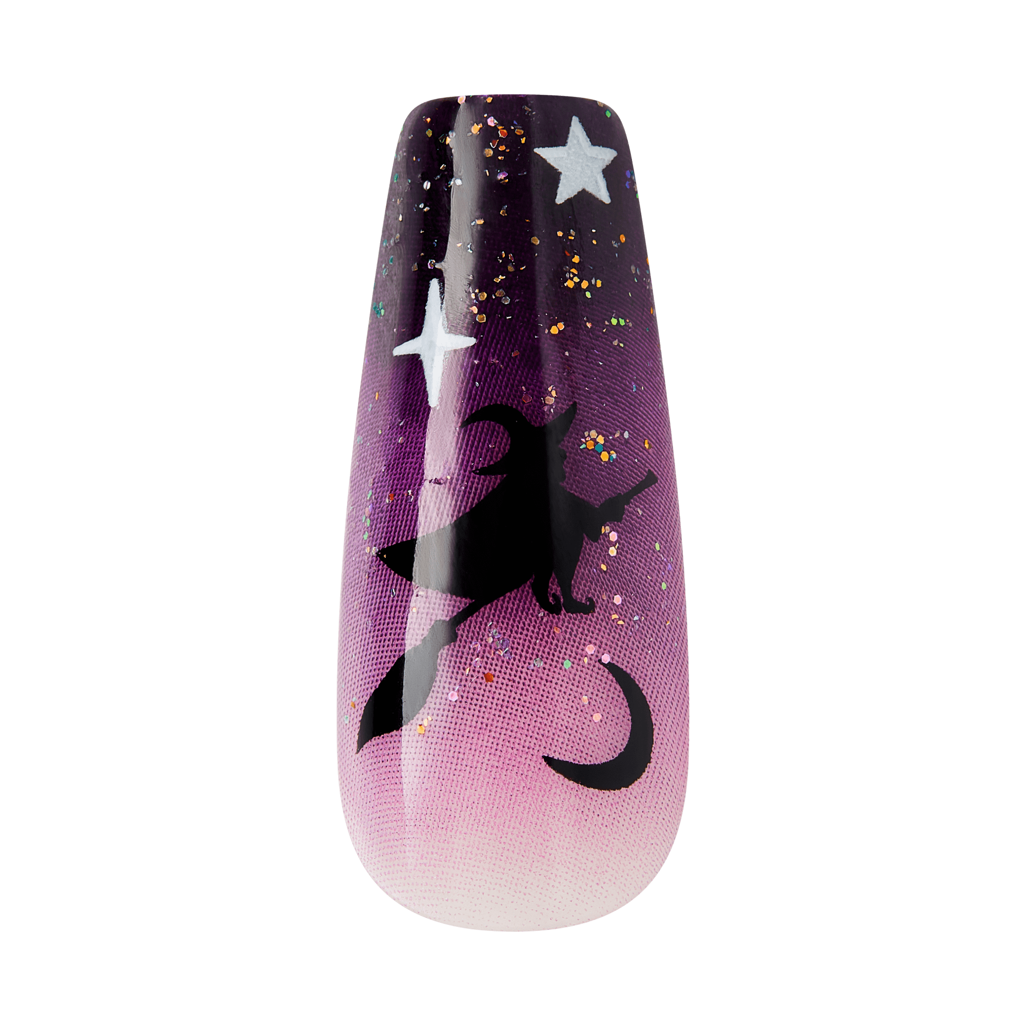 Kiss Haunt Halloween Press On Fake Glue Nails - After Dark | Design, Purple, Long, Coffin, Glow In The Dark