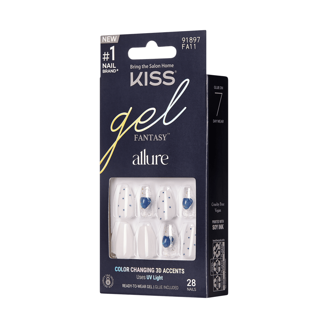 KISS Gel Fantasy Allure Press On Glue Nails - Hottiest Thing