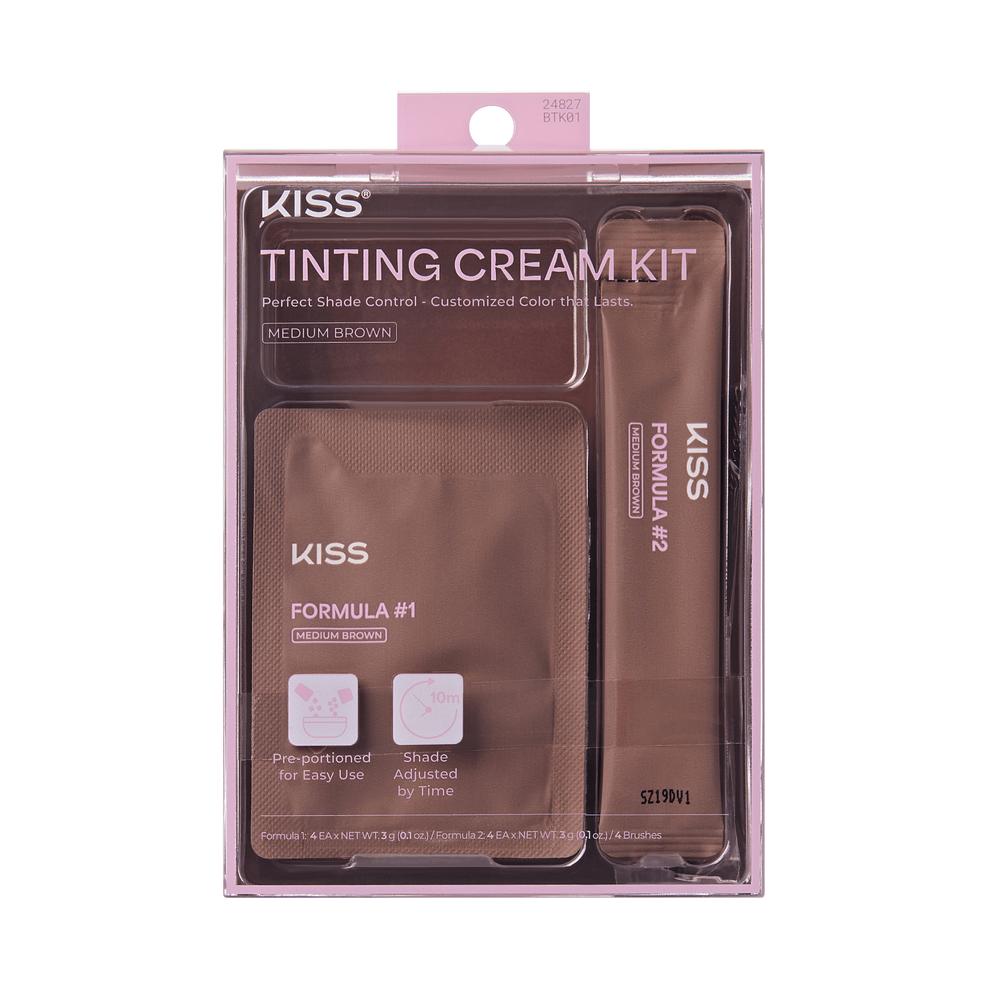 Kiss Tinting Cream Kit - Medium Brown | Starter Kit,  8 Pre-Measured Pouches, Eyebrow Brush
