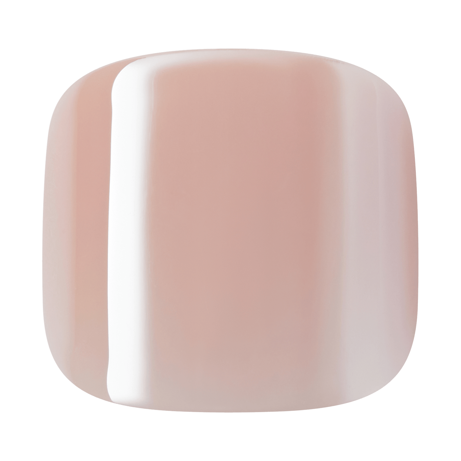 Nude pink nail polish swatch with white stripe detail