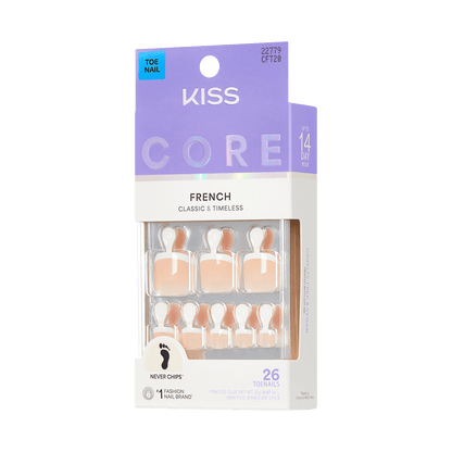 KISS CORE French Tip Press On Glue Toenails - Two of a Kind