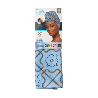 Samaria Leah Design Soft Satin Wrap Scarf Denim60"L x 16"W Limited Edition - Image 2