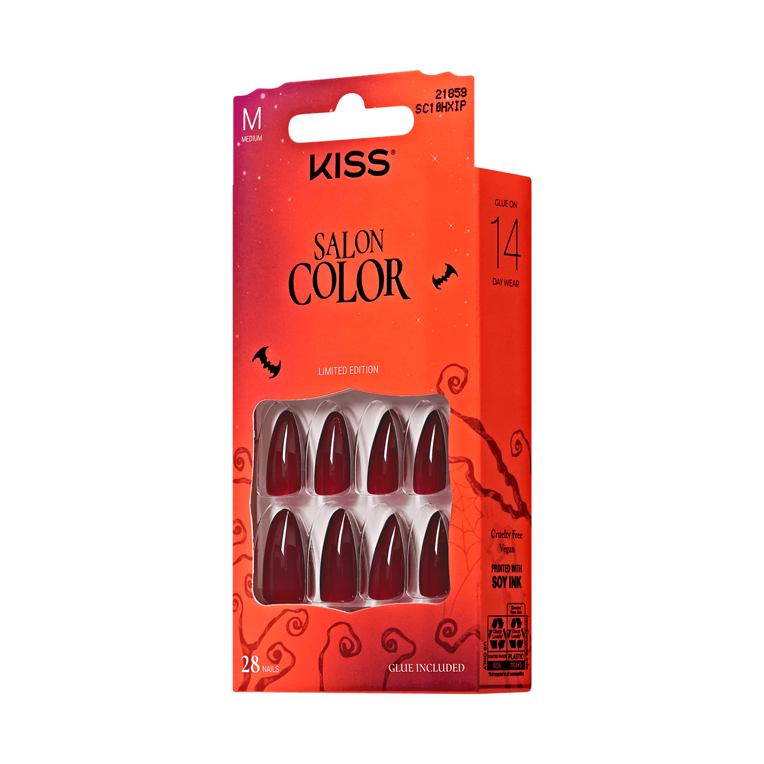 KISS Salon Color Halloween Press On Glue Nails - Love at First Bite
