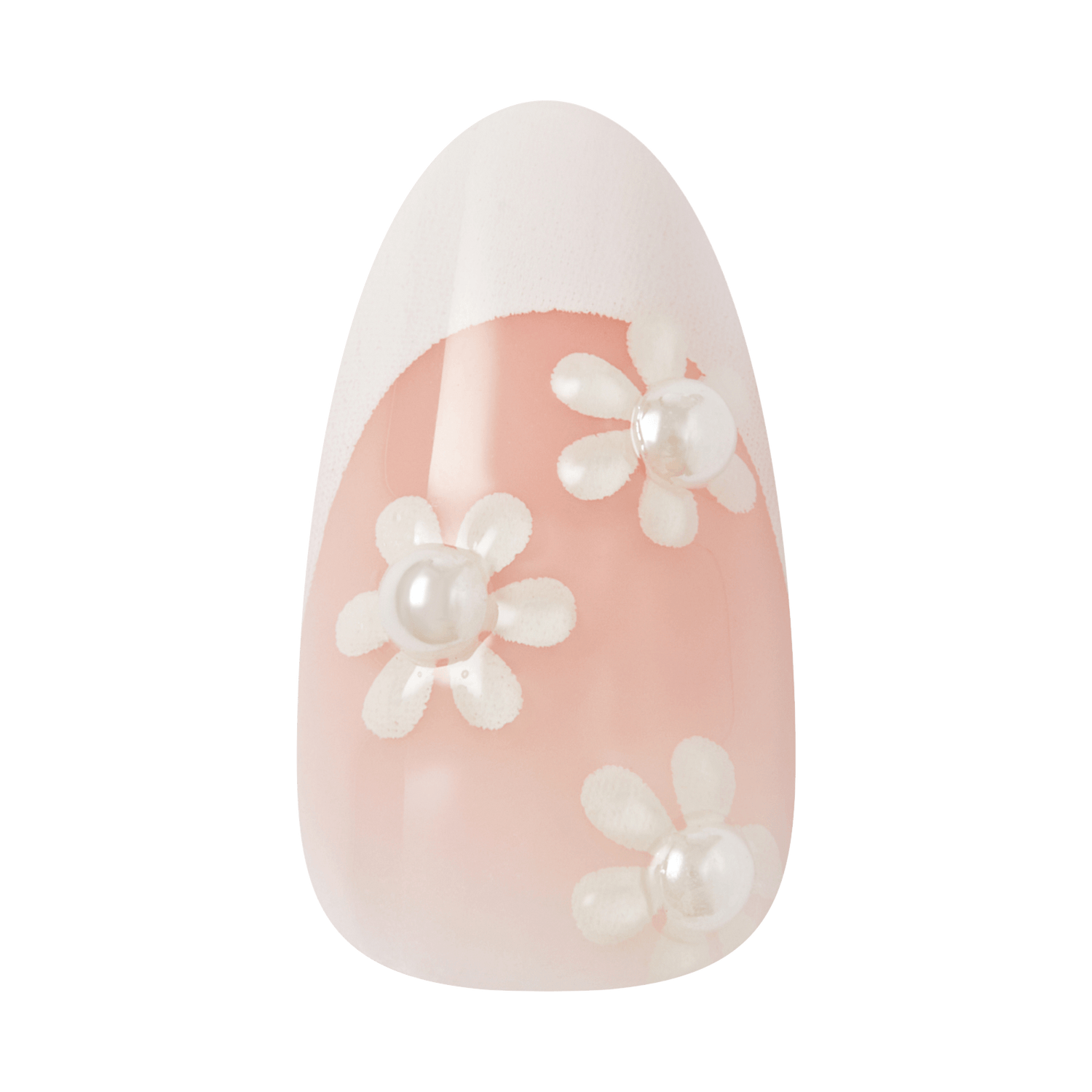 Kiss Glam Jeweled Press On Fake Glue Nails - Crystal Bloom | 3D &amp; Jeweled French Design, White, Medium, Almond