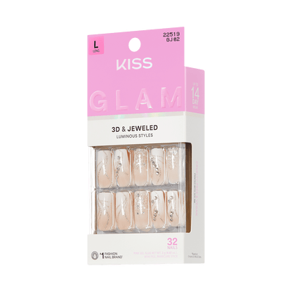 KISS GLAM 3D &amp; Jewel Press On Glue Nails  - Wrapped in Beauty