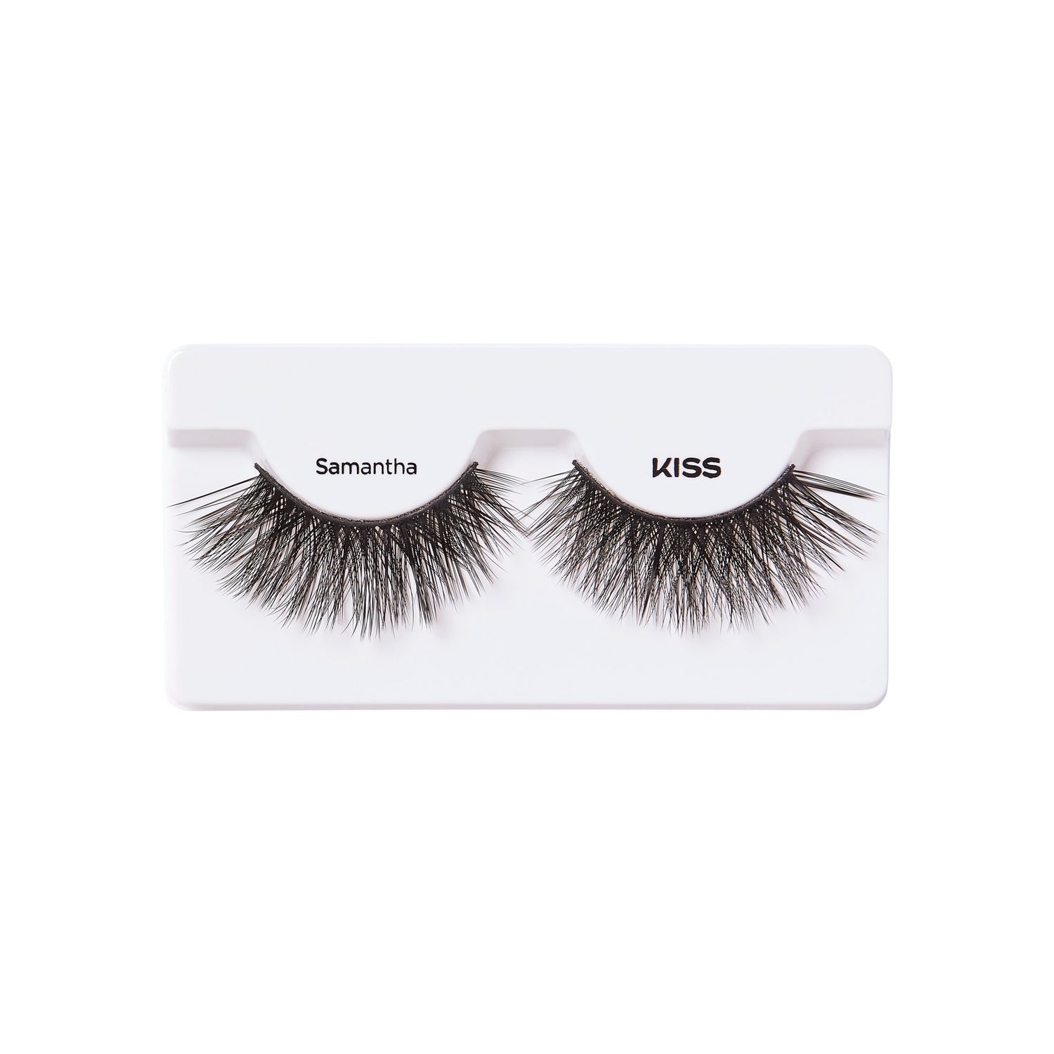 KISS Samantha false eyelashes on white packaging strip