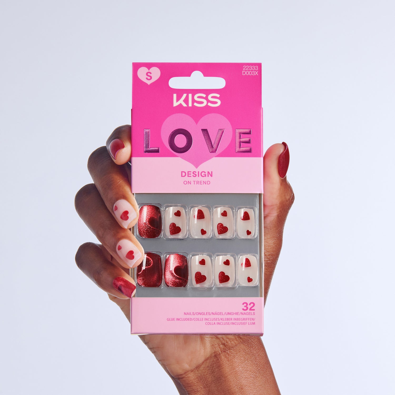 KISS LOVE Design Press On Glue Nails - Hues of Love