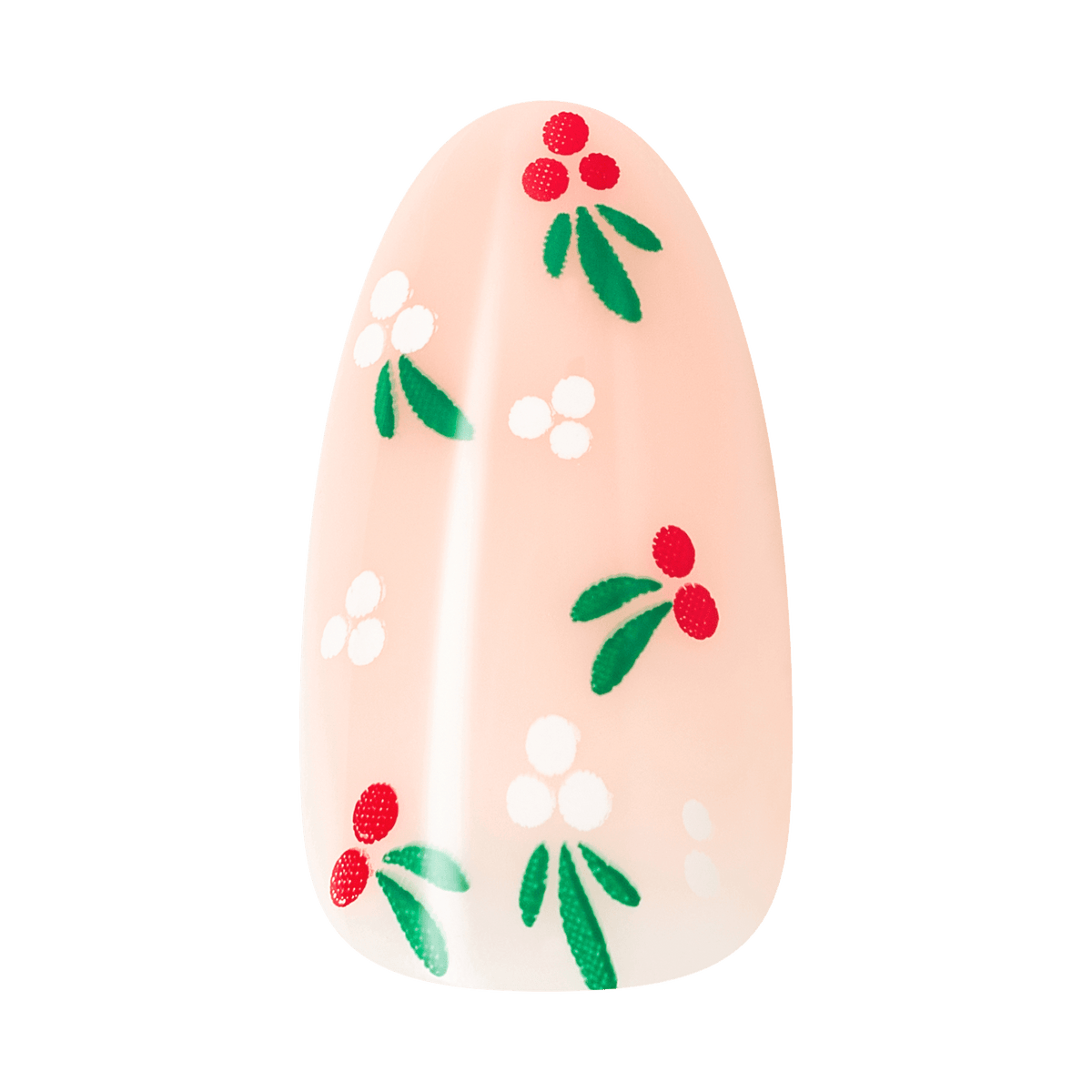 Kiss Merry Holiday Press On Fake Glue Nails - Snow Glow | French Design, White, Medium, Almond