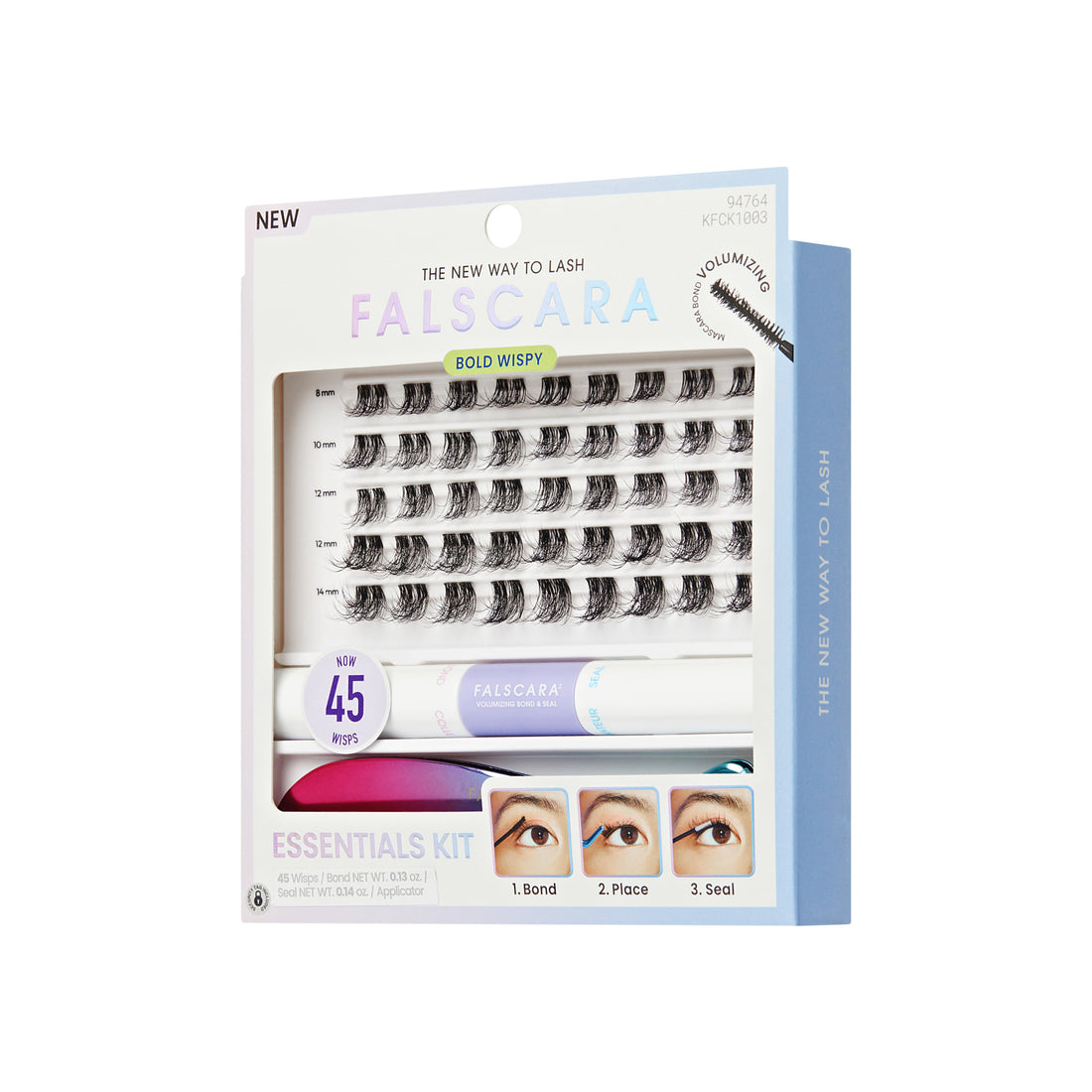 Falscara Bold Wispy Essentials Kit | DIY False Lash Extensions, Cluster Lash, Wispy Lashes, 45 Wisps, 8mm-14mm