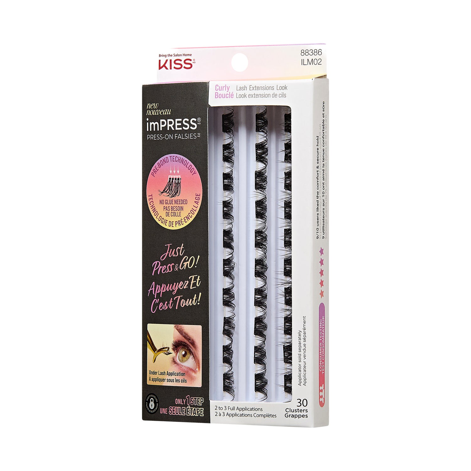 imPRESS Falsies Self Adhesive Eyelashes Refills 30 Clusters - Curly