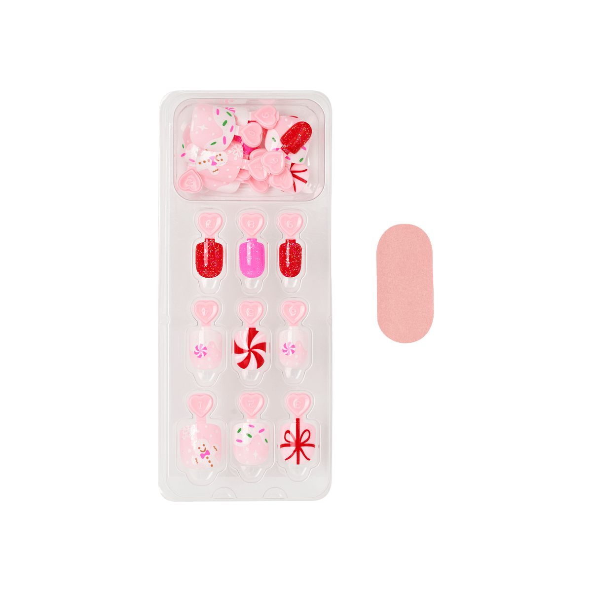 Impress Kids Holiday No Glue Fake Press On Nails - Frosty Fun | Design, Pink &amp; Red, Kids, Squoval, Manicure