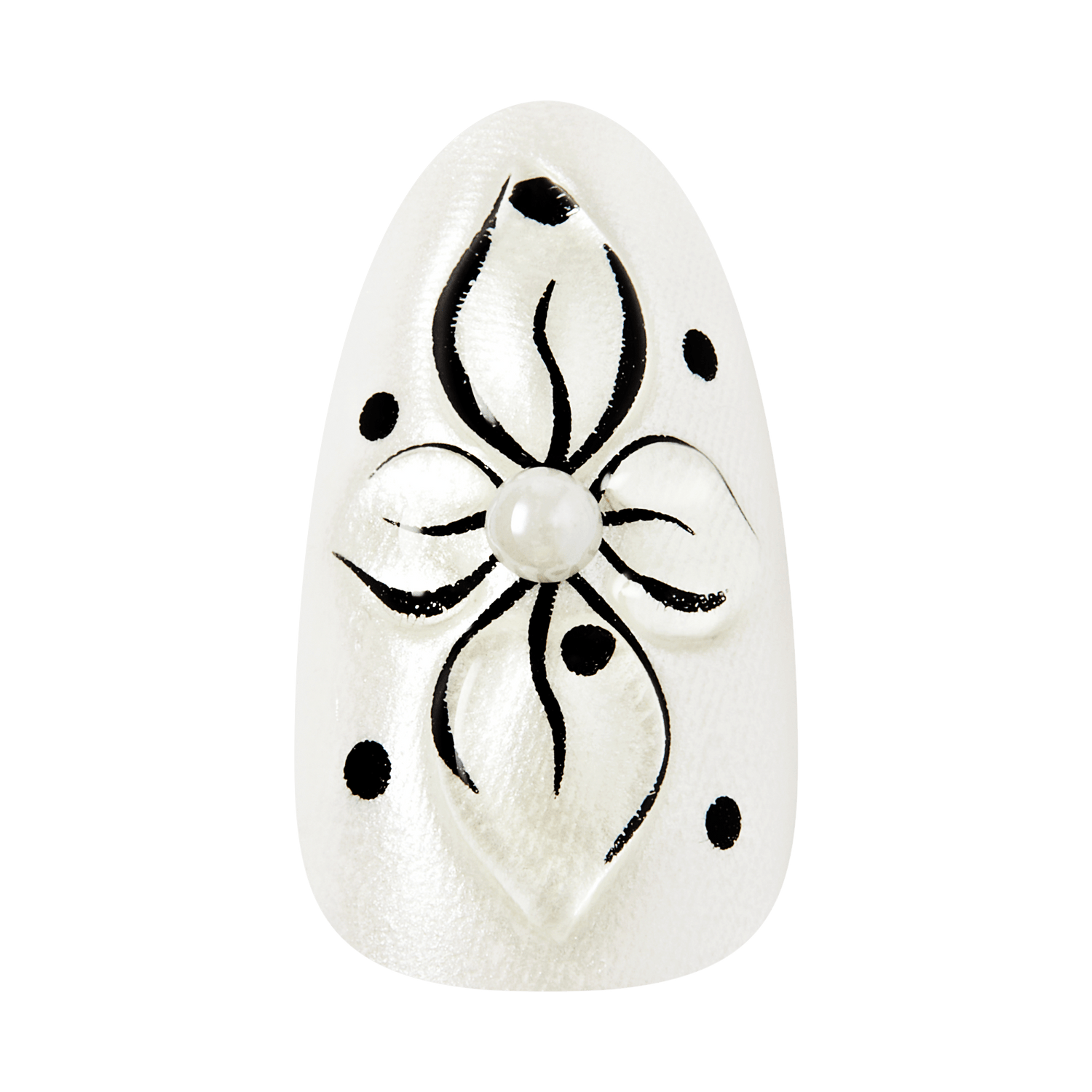 Kiss Glam Jeweled Press On Fake Glue Nails - Mood Pop | 3D &amp; Jeweled French Design, Black &amp; White, Medium, Almond