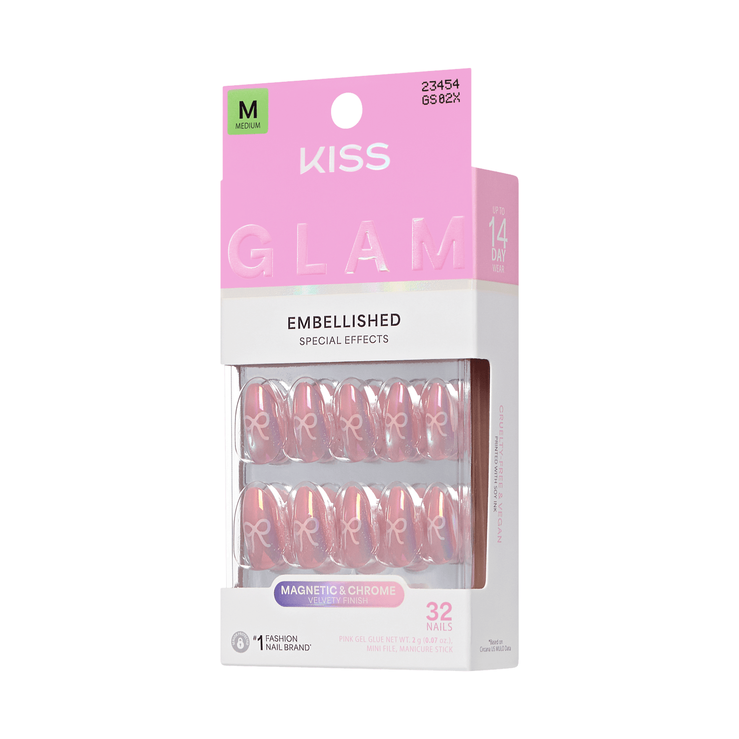 KISS GLAM Embellished Press On Glue Nails - Crystal Pop