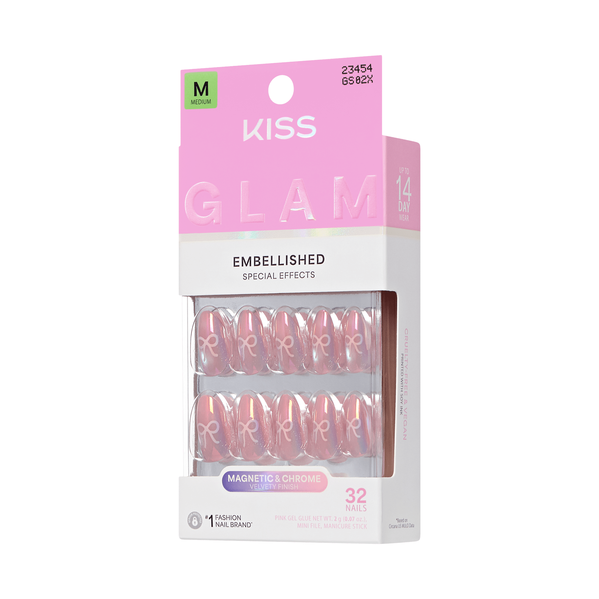 KISS GLAM Embellished Press On Glue Nails - Crystal Pop