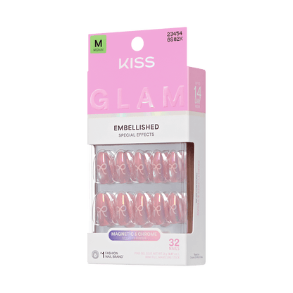 KISS GLAM Embellished Press On Glue Nails - Crystal Pop