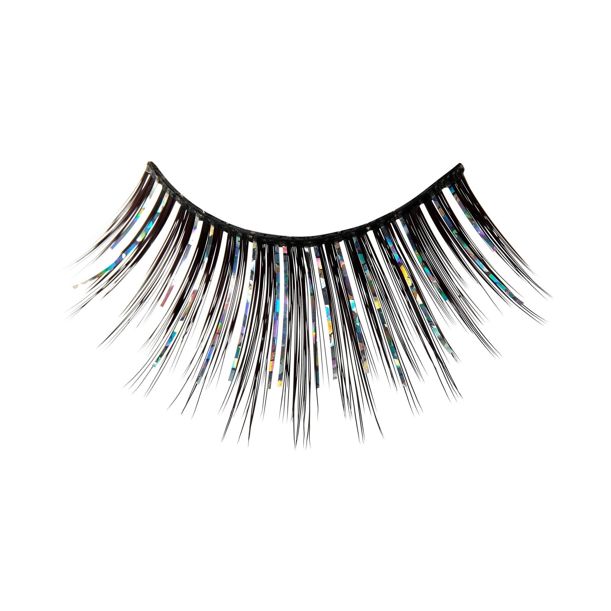 False eyelashes with colorful accents on black band strip.