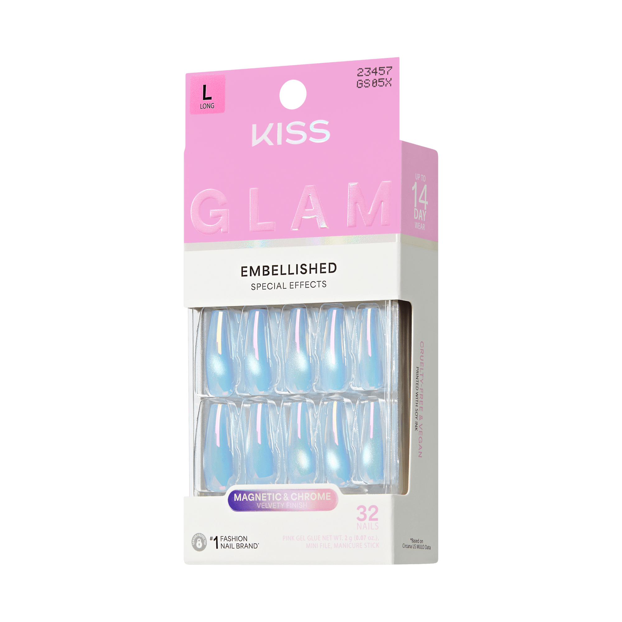 KISS GLAM Embellished Press On Glue Nails - Light Me Softly