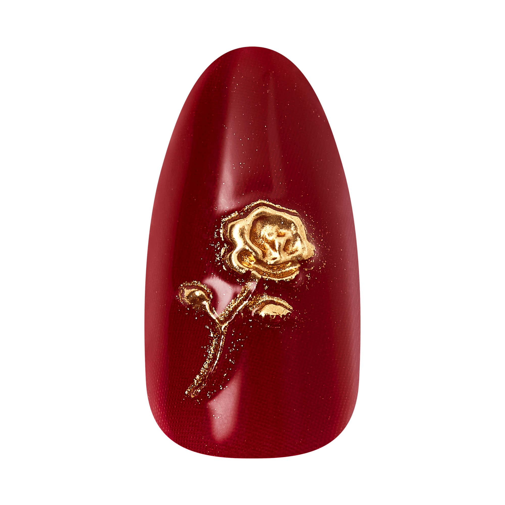 Kiss Glam 3D &amp; Jeweled Press On Fake Glue Nails - Weekend | 3D &amp; Jewel Design, Red, Medium, Almond