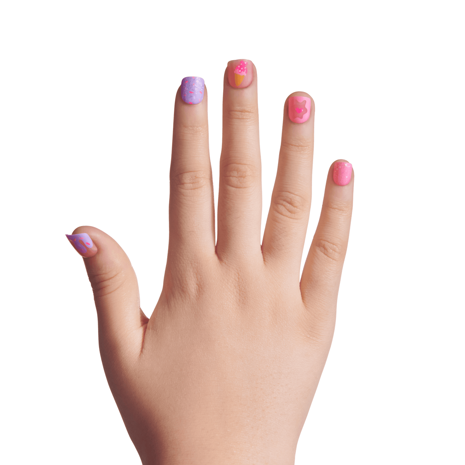 Hand with painted nails on a transparent background