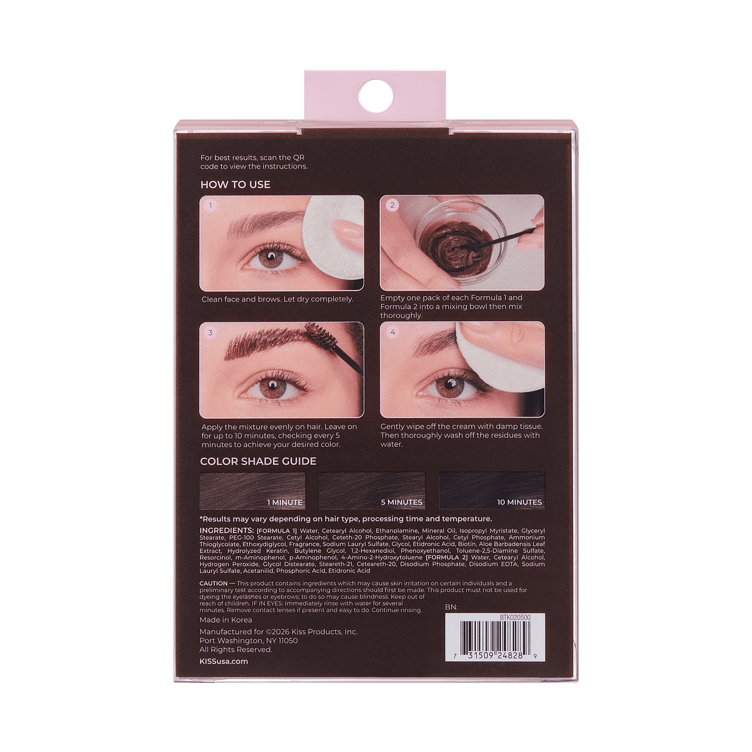 Kiss Tinting Cream Kit - Dark Brown | Starter Kit,  8 Pre-Measured Pouches, Eyebrow Brush