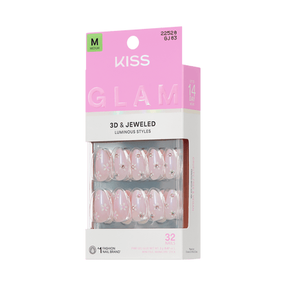 KISS GLAM 3D &amp; Jewel Press On Glue Nails  - Breeze of Bliss
