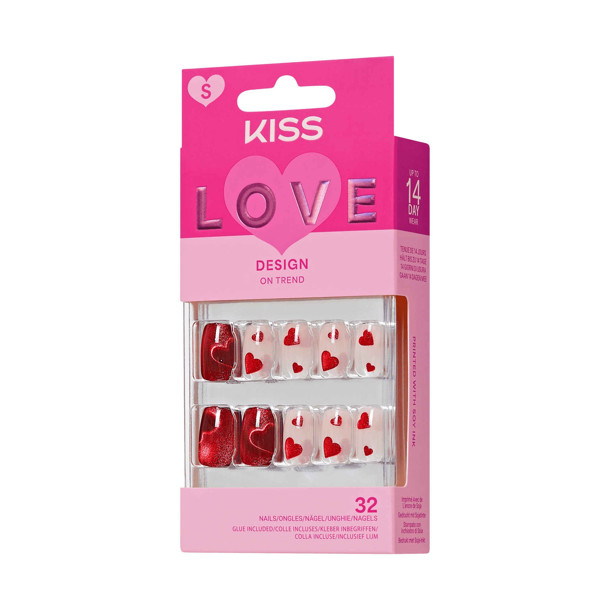 KISS LOVE Design Press On Glue Nails - Hues of Love