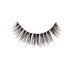 The image shows a single false eyelash. The eyelash is curved to fit the natural shape of the eye and features long, thick, and wispy black fibers. The base of the eyelash is a thin black strip, which is designed to adhere to the eyelid. The fibers are densely packed at the base and taper off towards the ends, giving a voluminous and dramatic look.