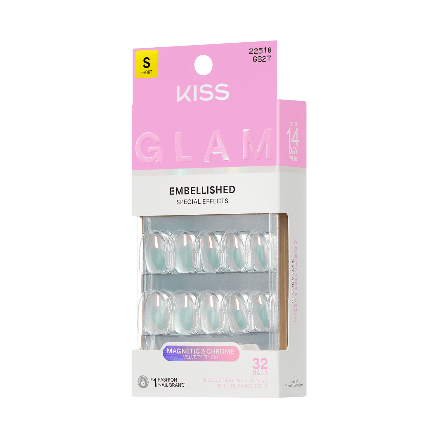 KISS GLAM Embellished Press On Glue Nails - Celestique