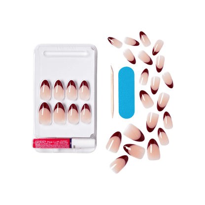 KISS Salon Acrylic French Color Press On Glue Nails - Catchy