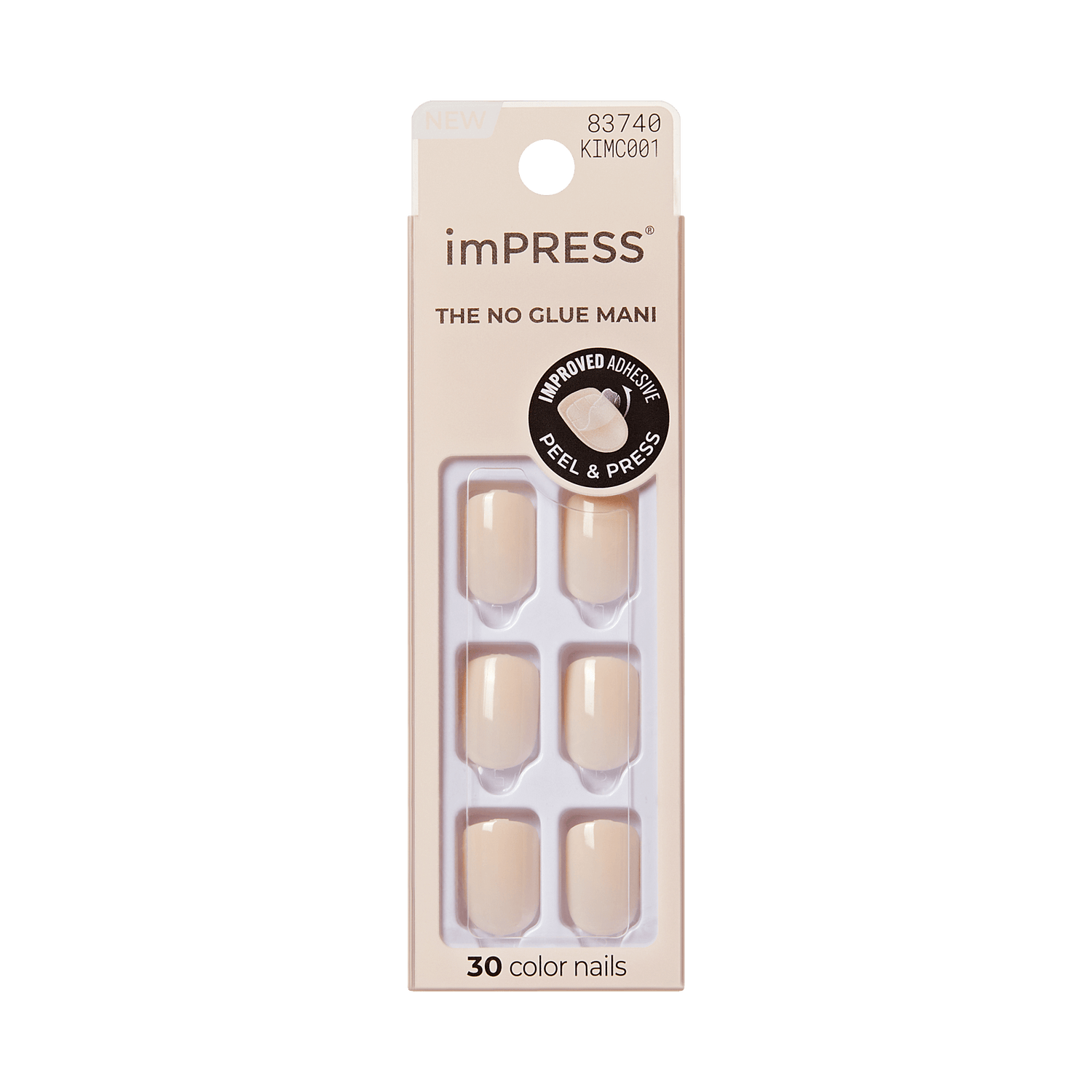 Impress Color No Glue Fake Press On Nails - Point Pink | Solid, Pink, Short, Squoval, Manicure