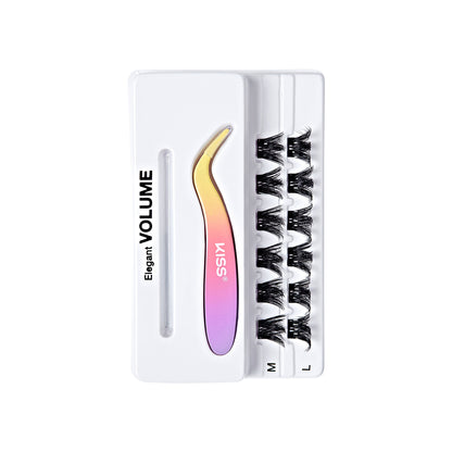 imPRESS Falsies Self Adhesive Eyelashes, 12 Lash Clusters + Applicator - Elegant