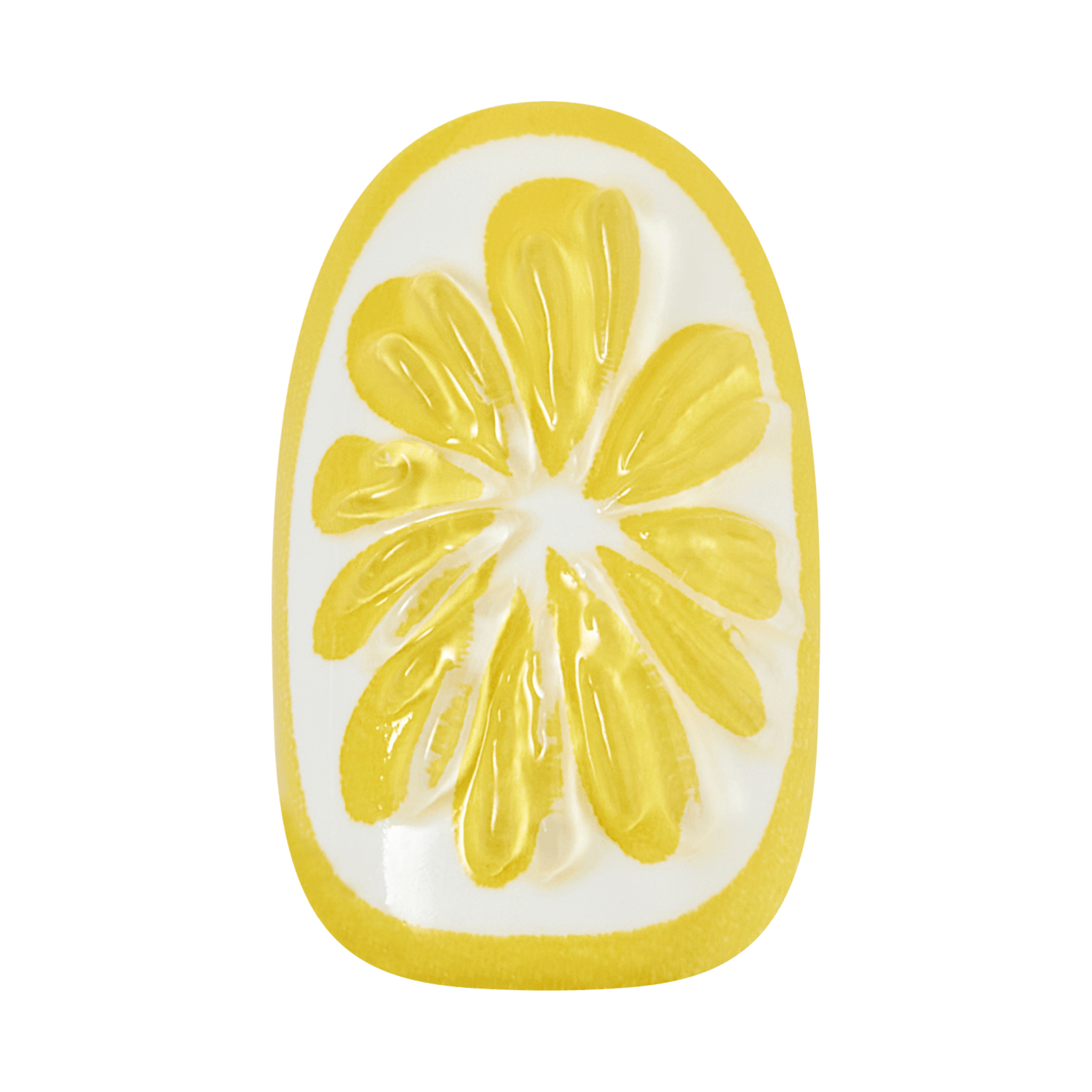 Nail with a lemon slice design on a transparent background