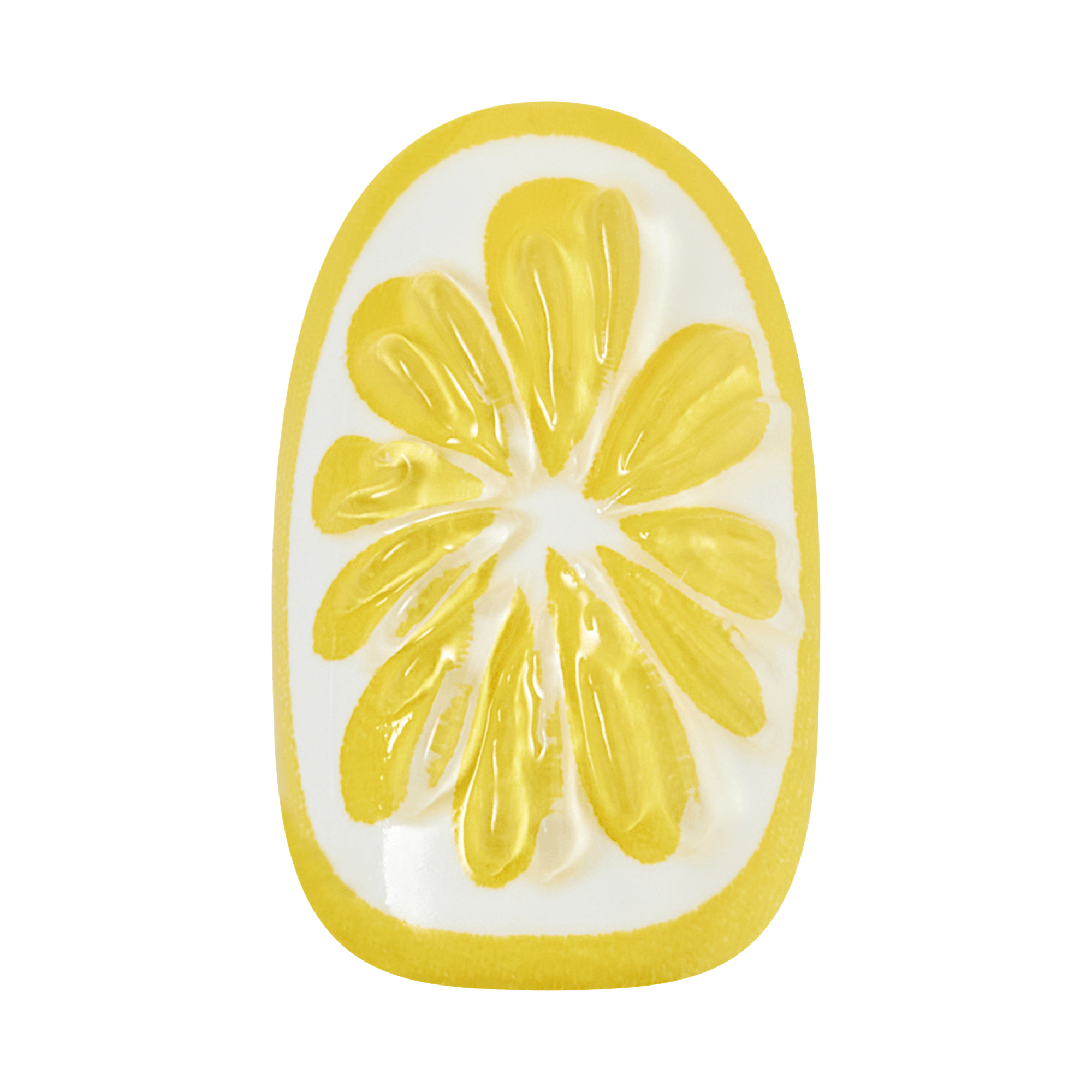 Nail with a lemon slice design on a transparent background