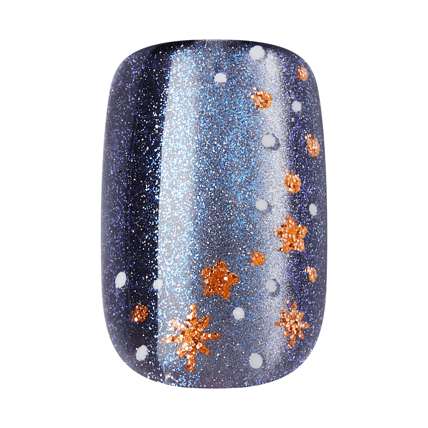 Kiss Haunt Halloween Press On Fake Glue Nails - Silent Howl | Design, Blue, Short, Squoval, Glow In The Dark