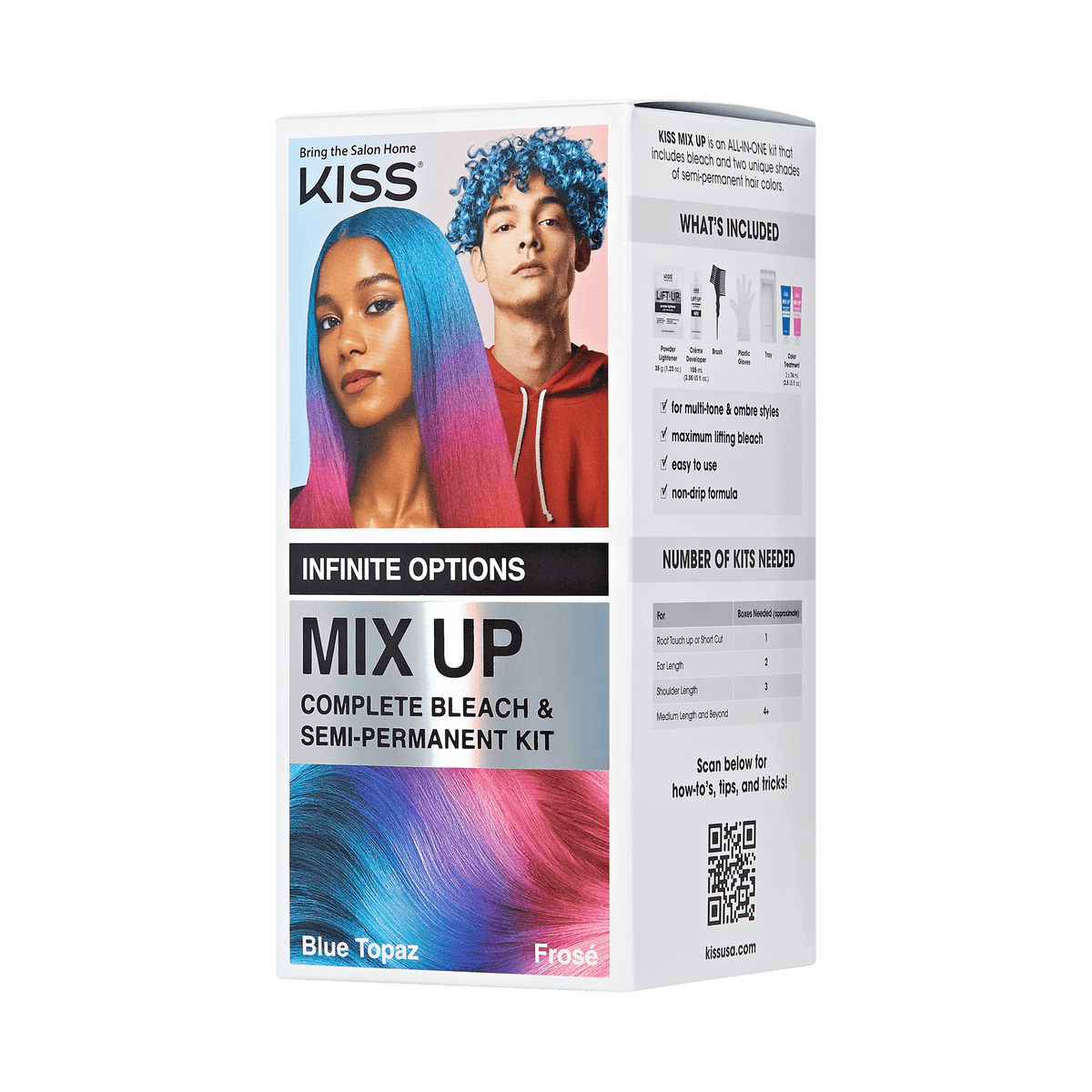 Kiss Colorform Set Kiss Mix Up Complete Hair Color Kit - Frose & Blue Topaz | Hair Dye, S ...