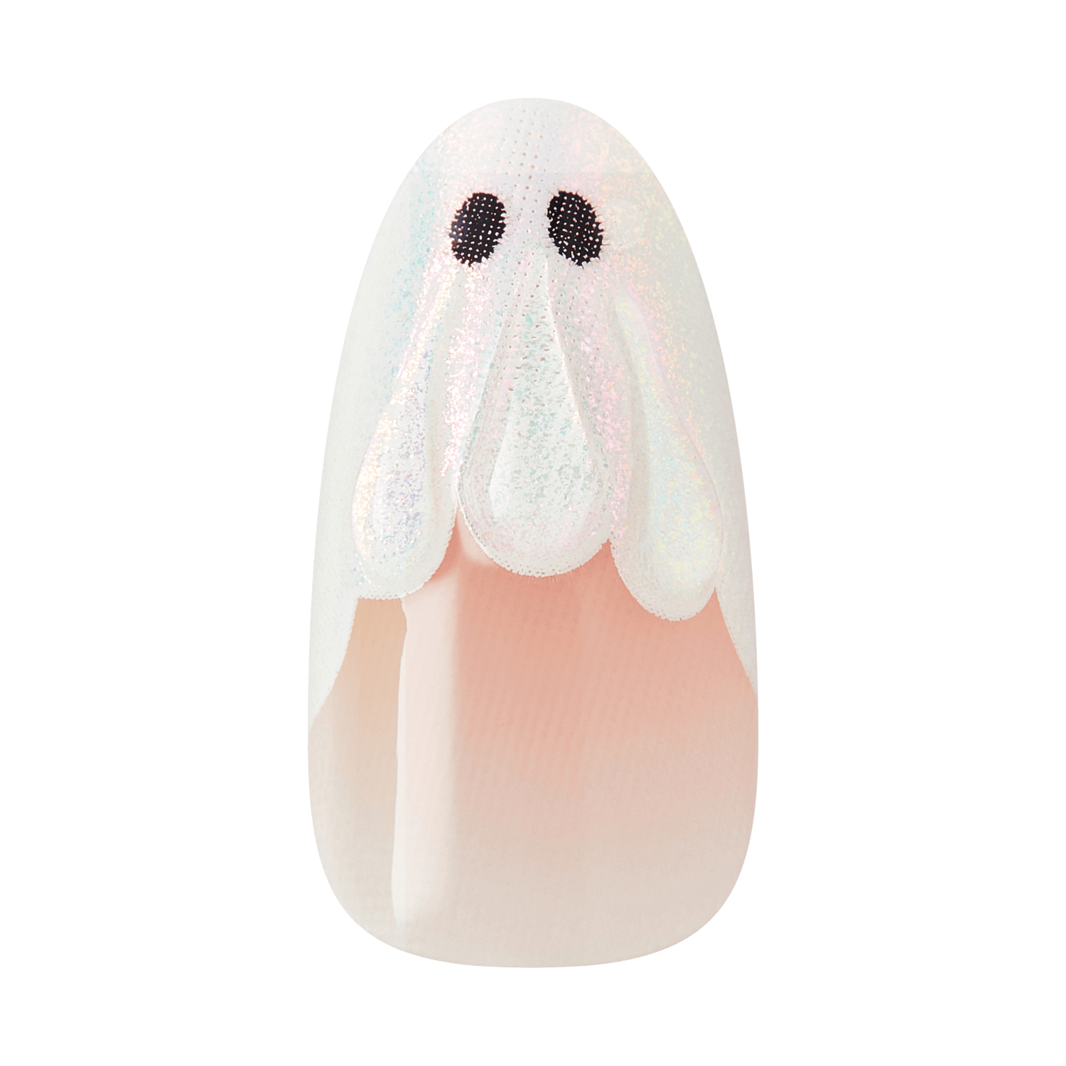 Kiss Haunt Halloween Press On Fake Glue Nails - Midnight Makeover | French Design, Black &amp; White, Medium, Almond, Glow In The Dark