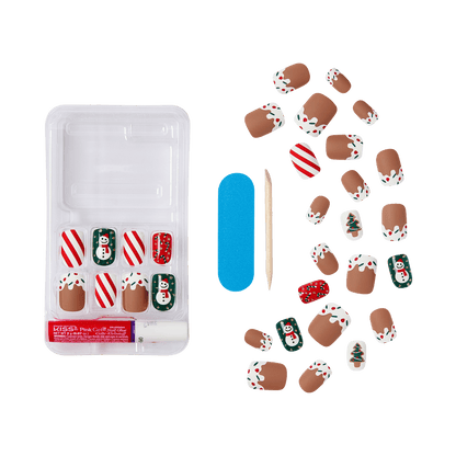 KISS Voguish Fantasy Holiday Press On Glue Nails - Snow Pops