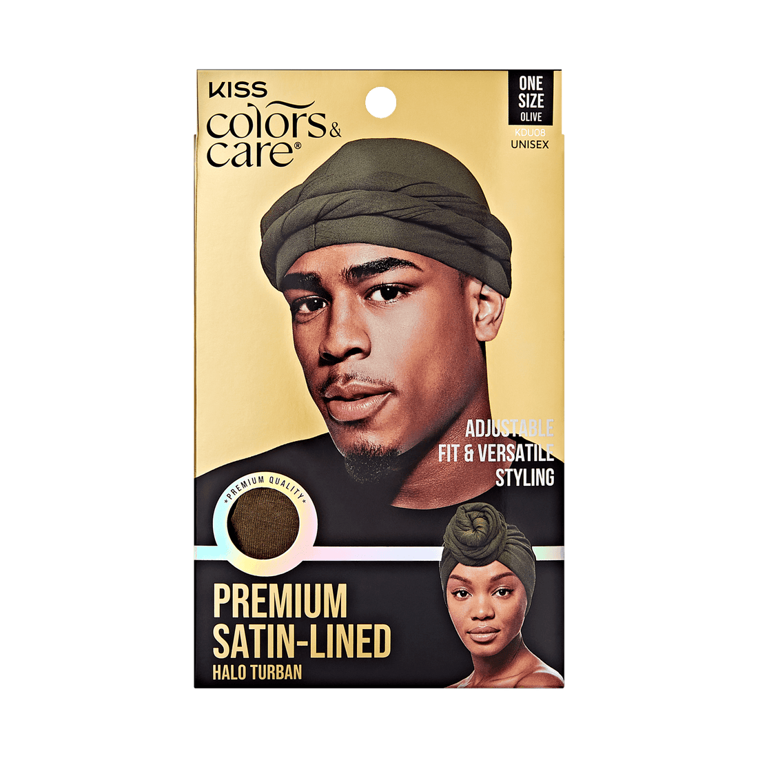 KISS Colors &amp; Care Premium Satin-Lined Halo Turban, Olive