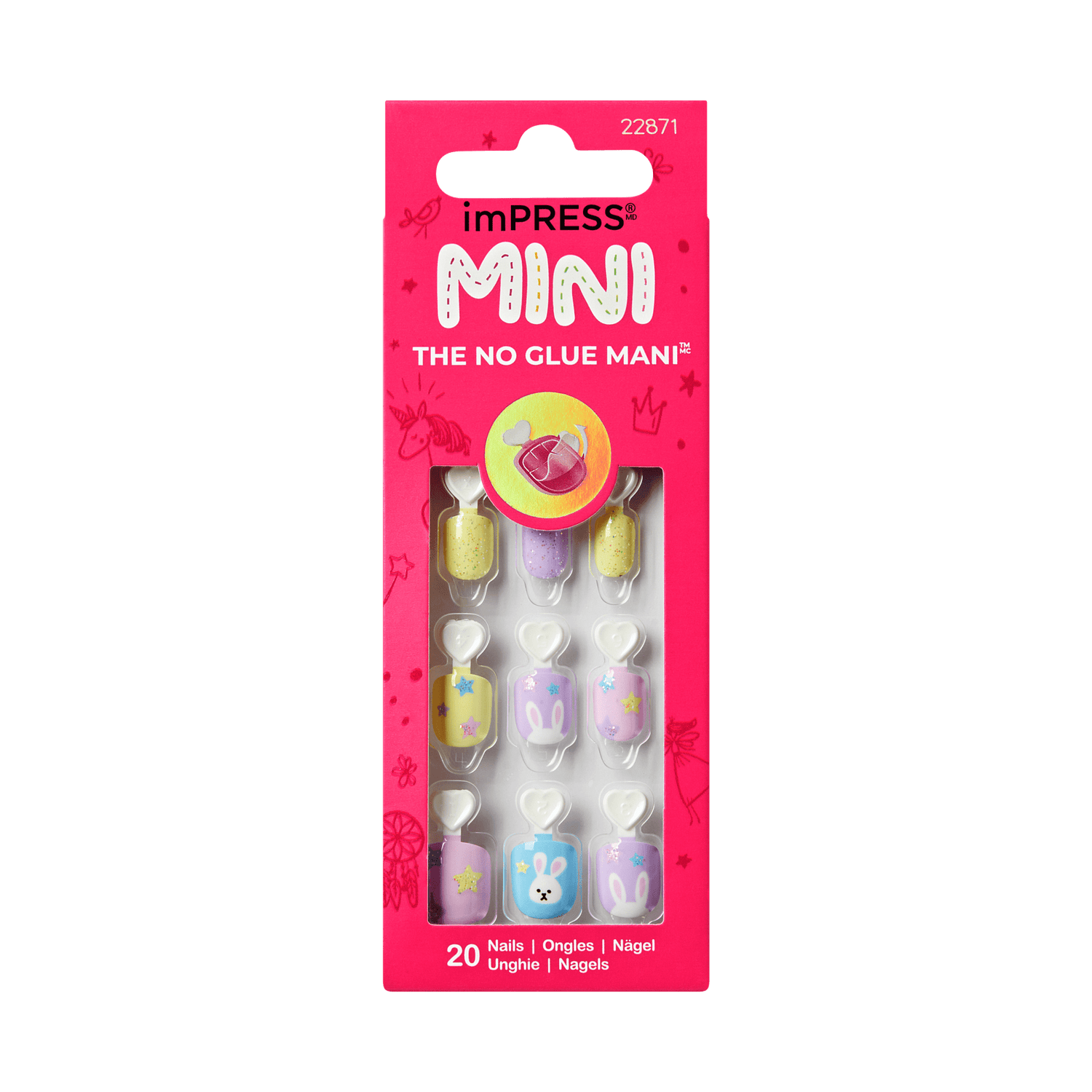 imPRESS MINI The No Glue Mani press-on nails set with 20 colorful designs