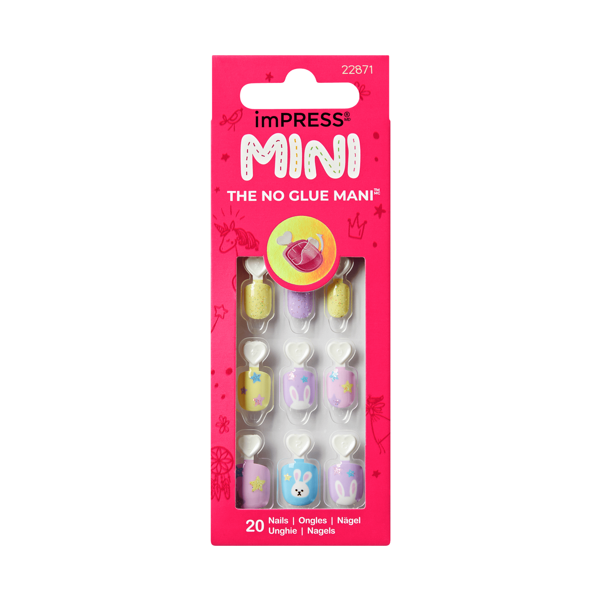 imPRESS MINI The No Glue Mani press-on nails set with 20 colorful designs
