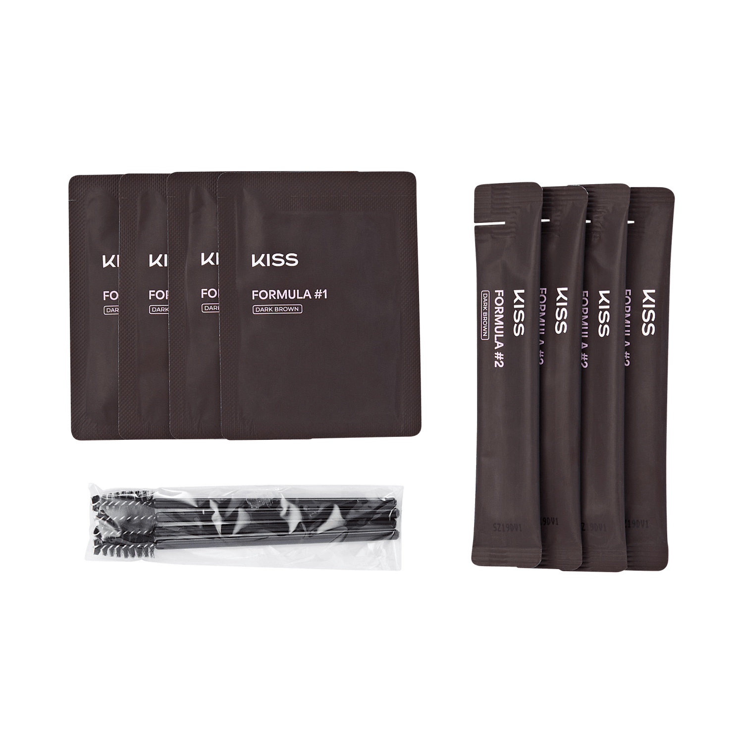 Kiss Tinting Cream Kit - Dark Brown | Starter Kit,  8 Pre-Measured Pouches, Eyebrow Brush