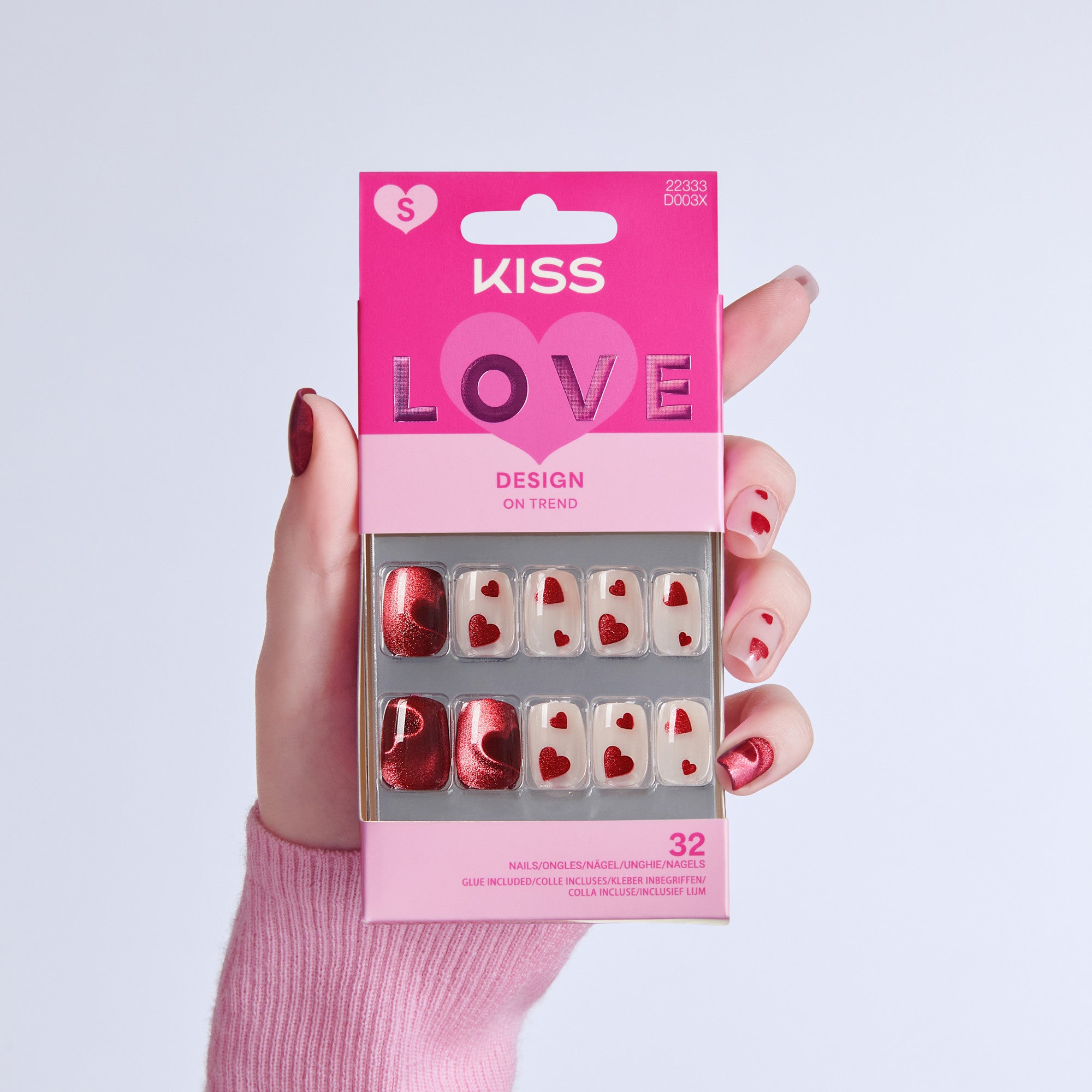 KISS LOVE Design Press On Glue Nails - Hues of Love