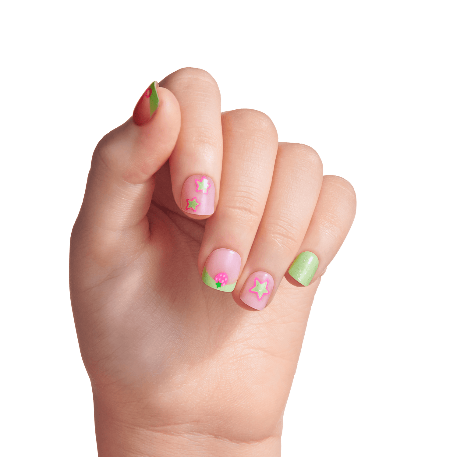 Impress Kids No Glue Fake Press On Nails - Princess Dream | Design, Pink &amp; Green, Kids, Squoval, Manicure