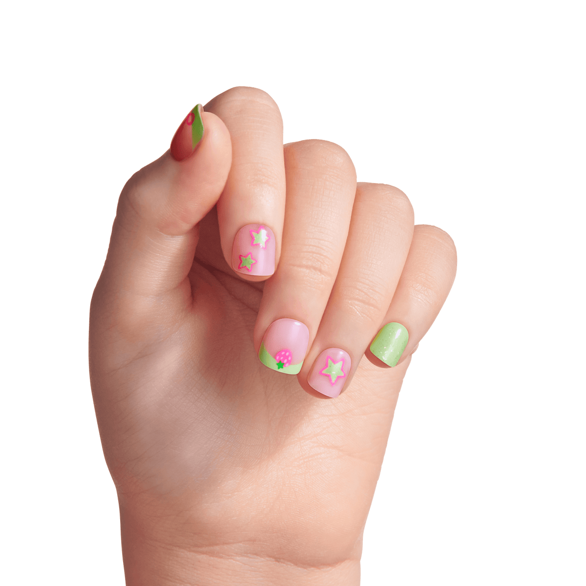 Impress Kids No Glue Fake Press On Nails - Princess Dream | Design, Pink &amp; Green, Kids, Squoval, Manicure