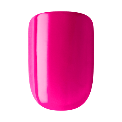 Bright pink glossy press-on nail with a rounded square shape, representing the imPRESS Color Press On Nails in the \