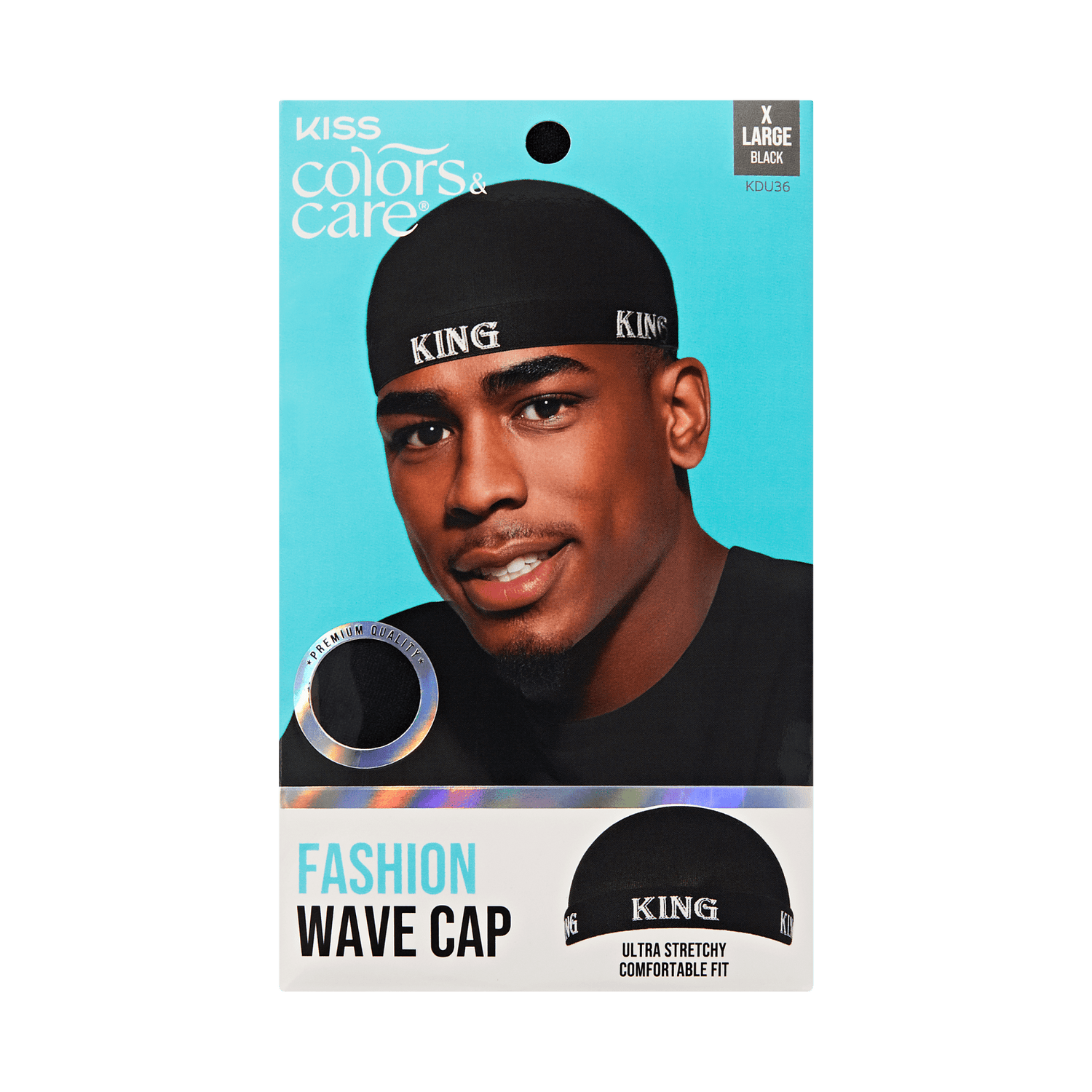 KISS Colors &amp; Care Fashion Wave Cap X Large Black KDU36 packaging
