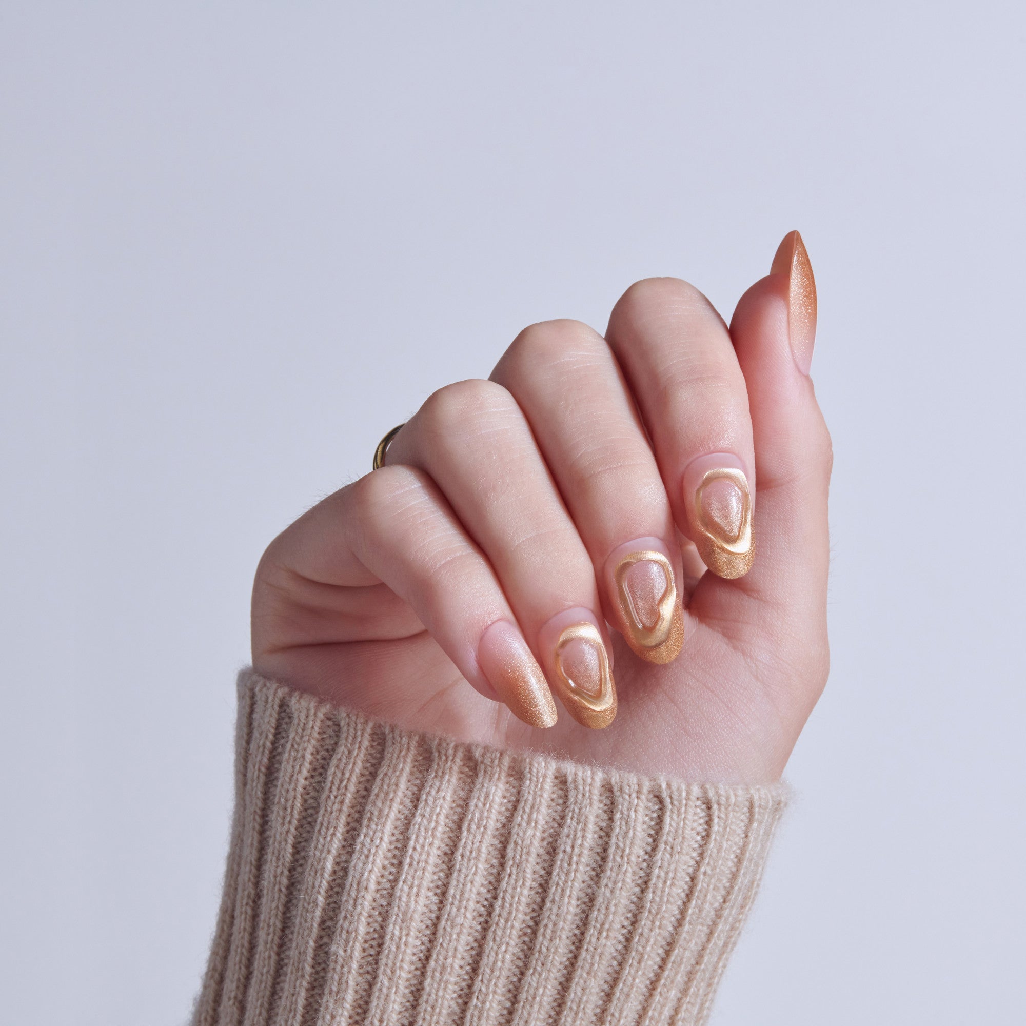 KISS NAIL DRIP Press On Glue Nails - Golden Laughter